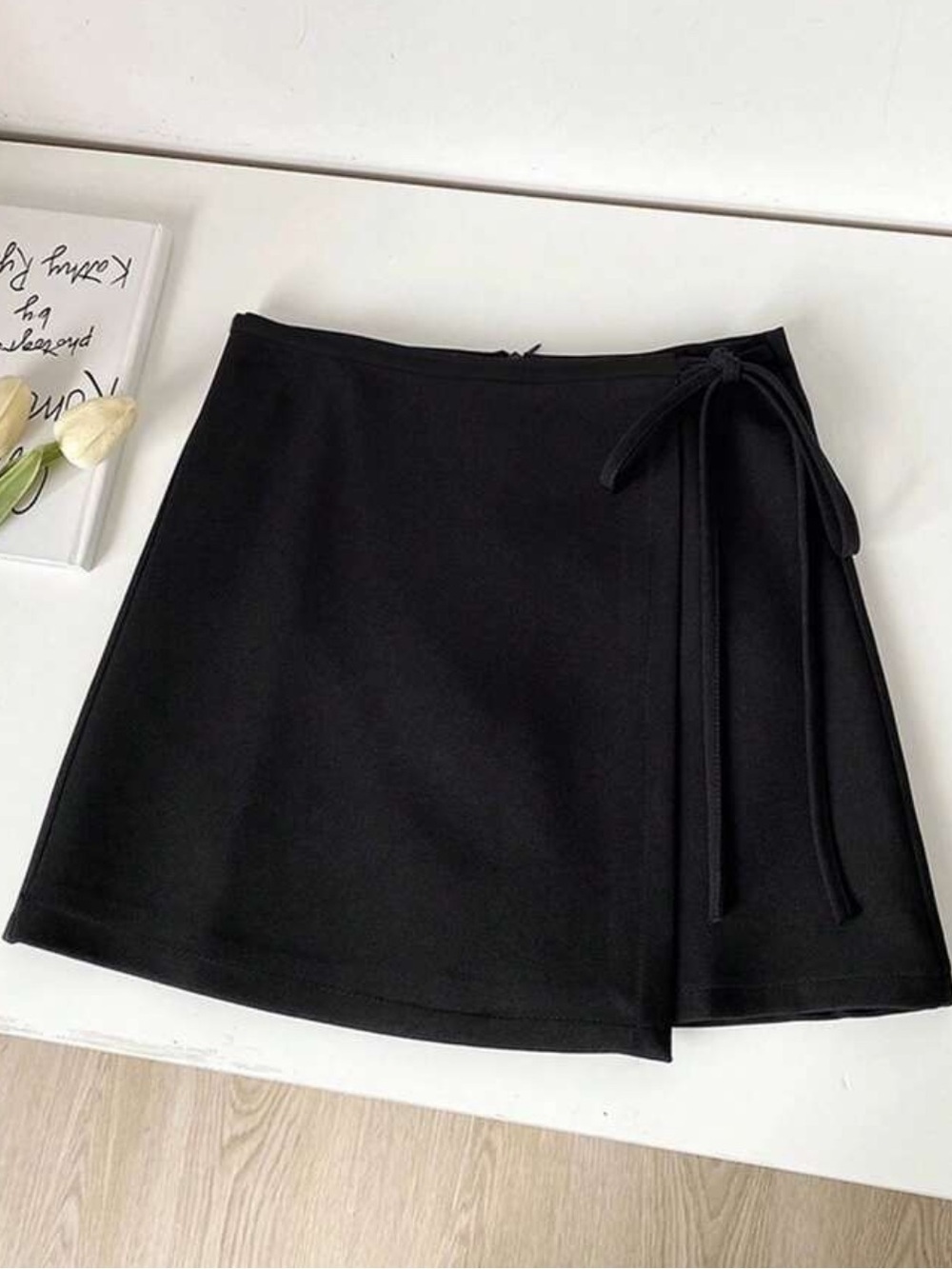 3/$45 Black Tie-Waist Mini Skirt